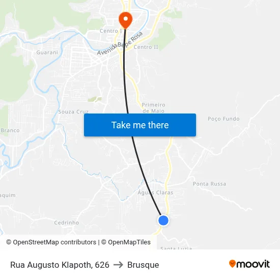 Rua Augusto Klapoth, 626 to Brusque map