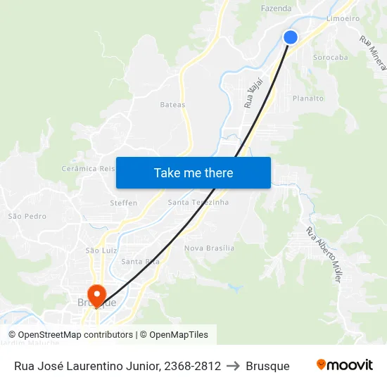 Rua José Laurentino Junior, 2368-2812 to Brusque map