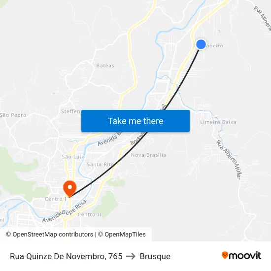 Rua Quinze De Novembro, 765 to Brusque map