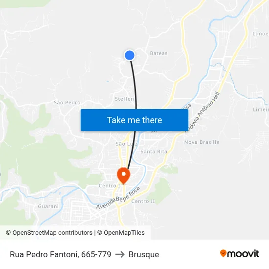 Rua Pedro Fantoni, 665-779 to Brusque map