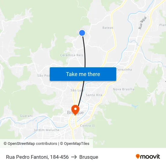 Rua Pedro Fantoni, 184-456 to Brusque map