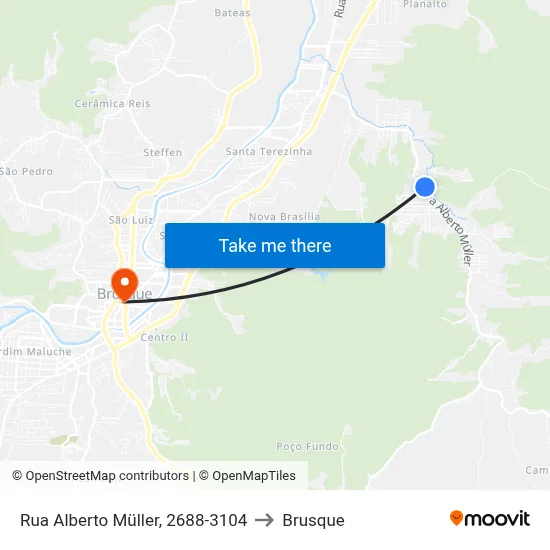 Rua Alberto Müller, 2688-3104 to Brusque map