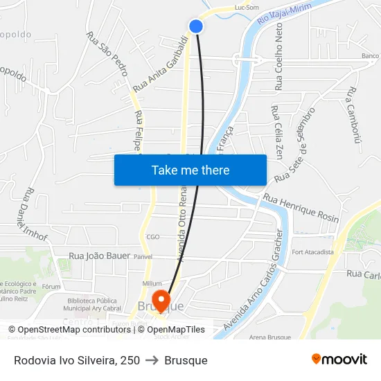 Rodovia Ivo Silveira, 250 to Brusque map