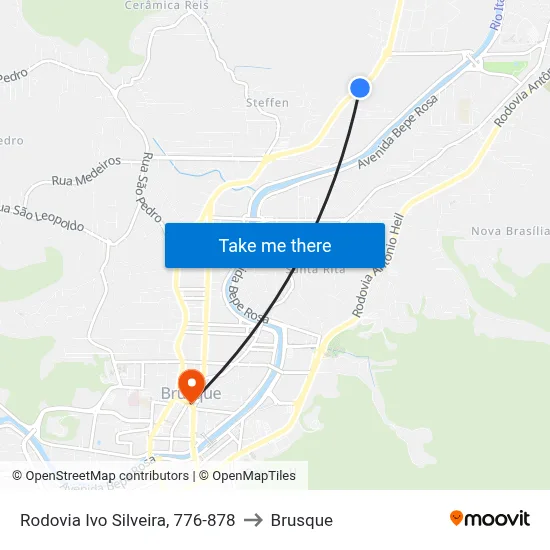 Rodovia Ivo Silveira, 776-878 to Brusque map