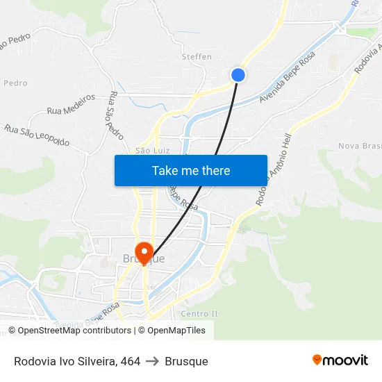 Rodovia Ivo Silveira, 464 to Brusque map