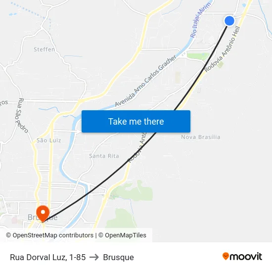 Rua Dorval Luz, 1-85 to Brusque map