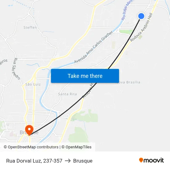 Rua Dorval Luz, 237-357 to Brusque map