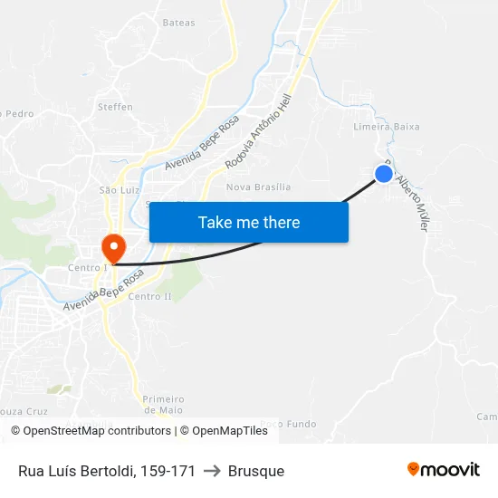 Rua Luís Bertoldi, 159-171 to Brusque map