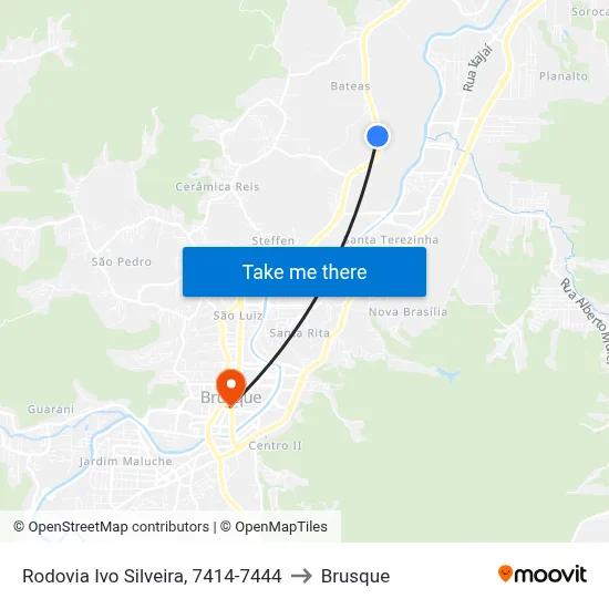 Rodovia Ivo Silveira, 7414-7444 to Brusque map