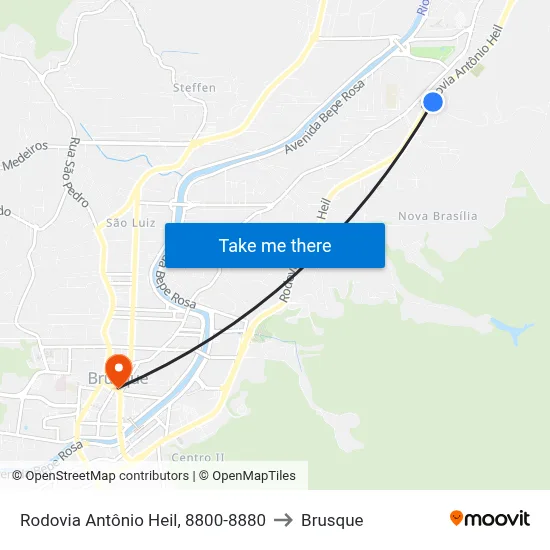 Rodovia Antônio Heil, 8800-8880 to Brusque map