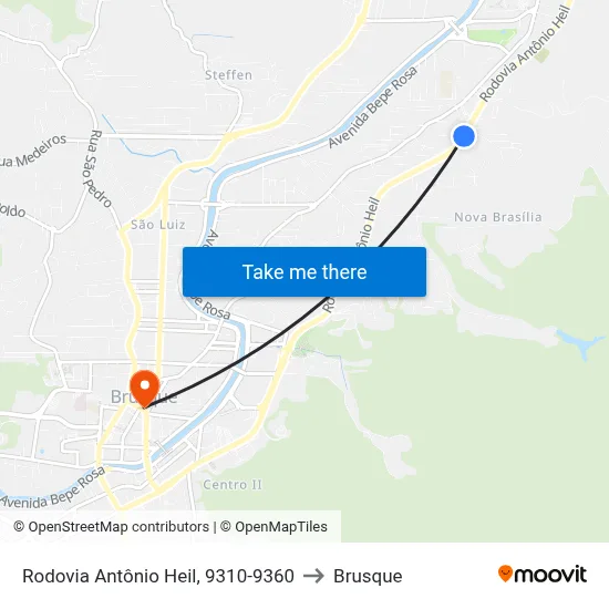 Rodovia Antônio Heil, 9310-9360 to Brusque map