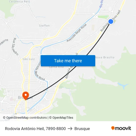 Rodovia Antônio Heil, 7890-8800 to Brusque map
