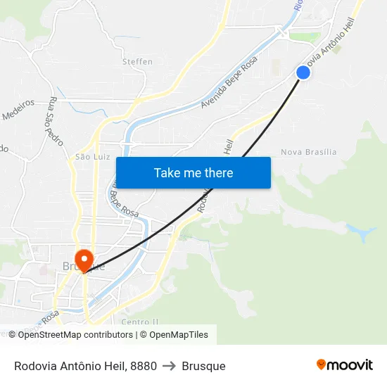 Rodovia Antônio Heil, 8880 to Brusque map