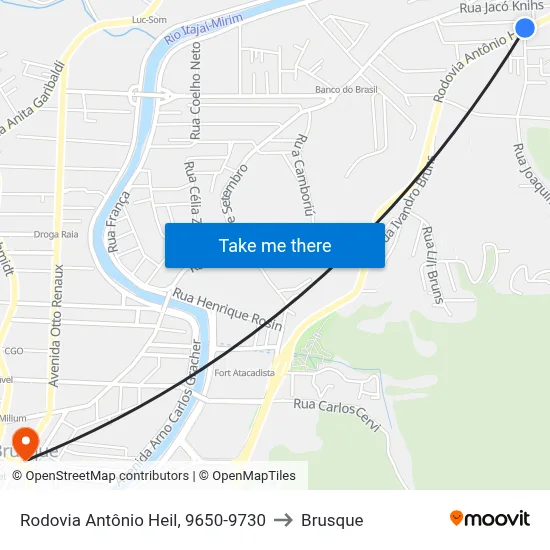 Rodovia Antônio Heil, 9650-9730 to Brusque map