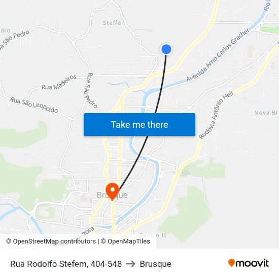 Rua Rodolfo Stefem, 404-548 to Brusque map
