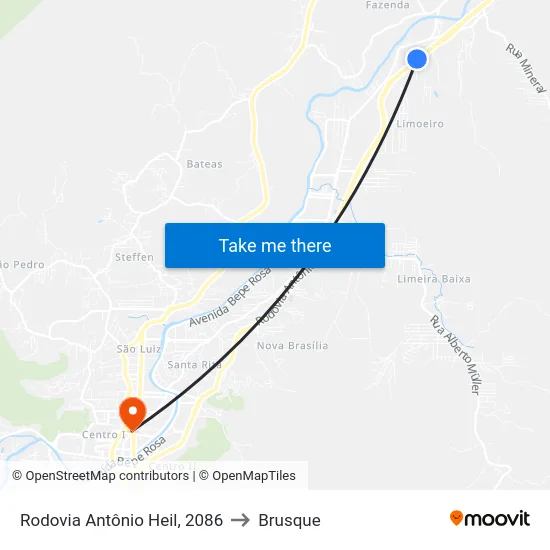 Rodovia Antônio Heil, 2086 to Brusque map
