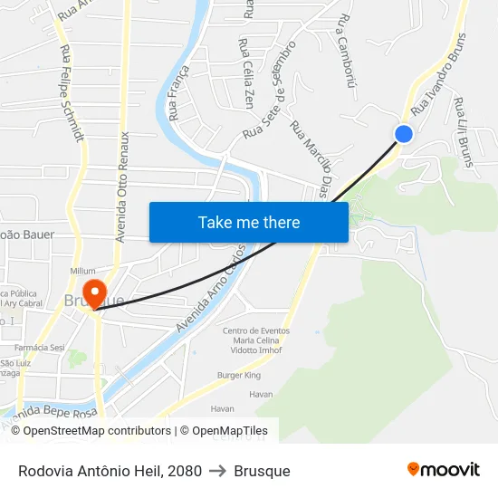 Rodovia Antônio Heil, 2080 to Brusque map