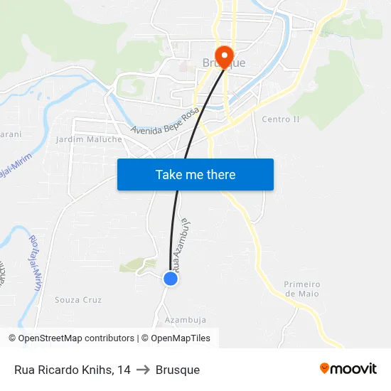 Rua Ricardo Knihs, 14 to Brusque map
