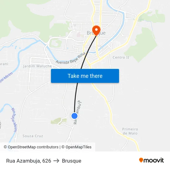 Rua Azambuja, 626 to Brusque map