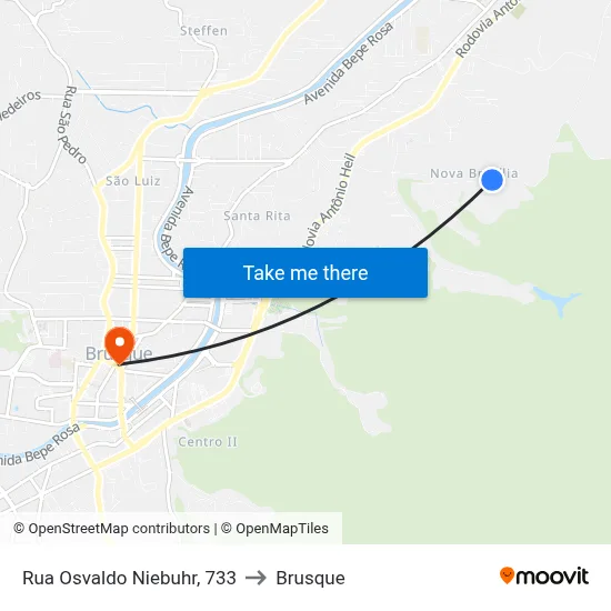 Rua Osvaldo Niebuhr, 733 to Brusque map