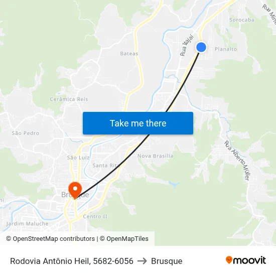 Rodovia Antônio Heil, 5682-6056 to Brusque map