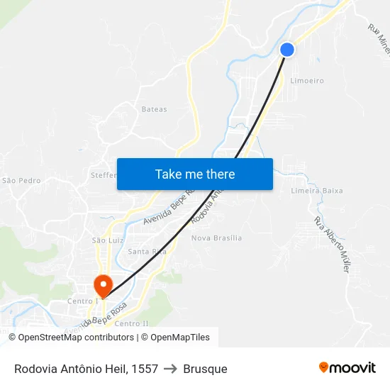 Rodovia Antônio Heil, 1557 to Brusque map