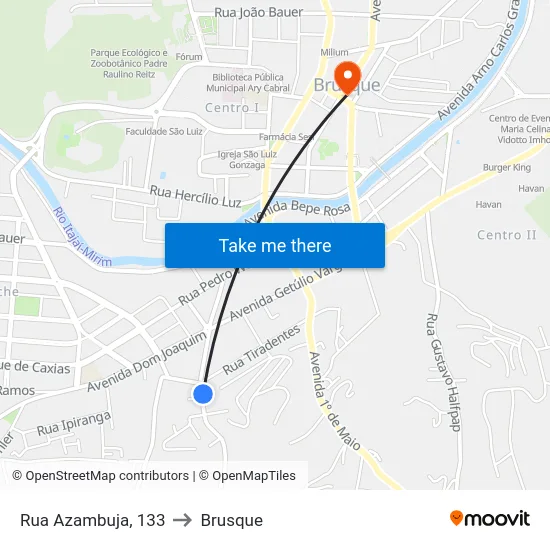 Rua Azambuja, 133 to Brusque map