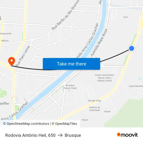 Rodovia Antônio Heil, 650 to Brusque map