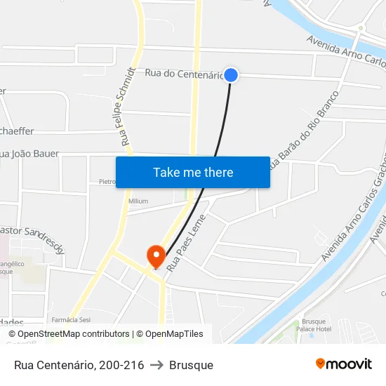 Rua Centenário, 200-216 to Brusque map
