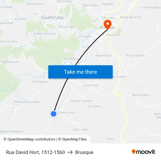 Rua David Hort, 1512-1560 to Brusque map