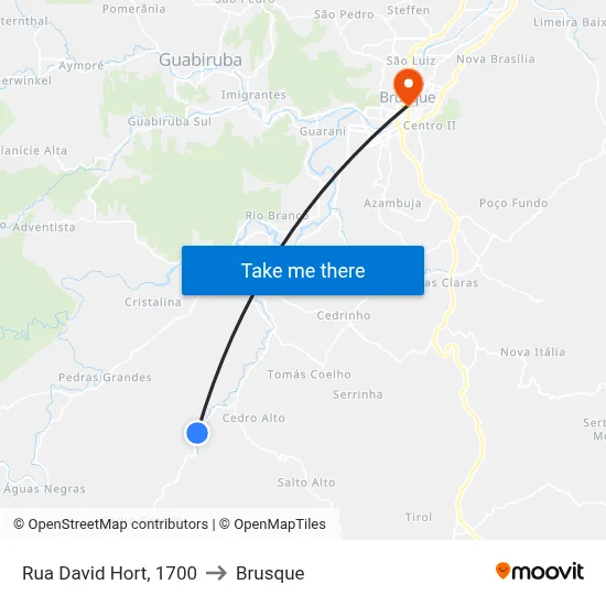 Rua David Hort, 1700 to Brusque map