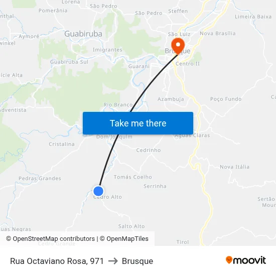 Rua Octaviano Rosa, 971 to Brusque map