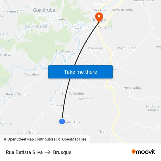 Rua Batista Silva to Brusque map
