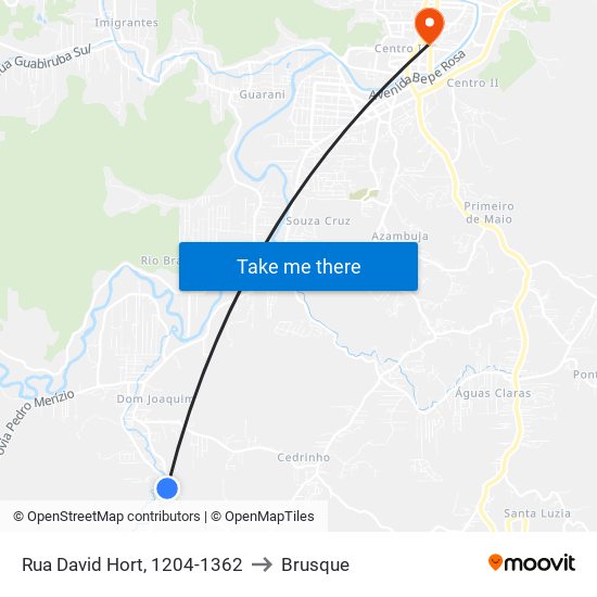 Rua David Hort, 1204-1362 to Brusque map