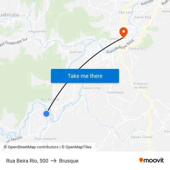 Rua Beira Rio, 500 to Brusque map