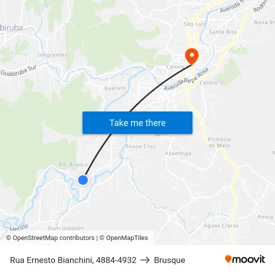 Rua Ernesto Bianchini, 4884-4932 to Brusque map