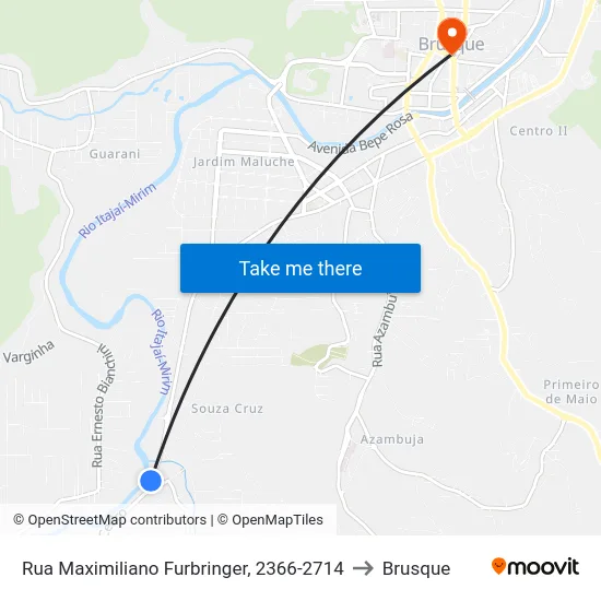Rua Maximiliano Furbringer, 2366-2714 to Brusque map