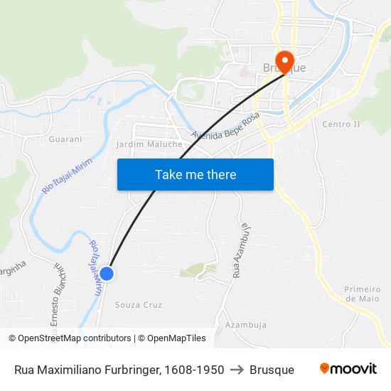 Rua Maximiliano Furbringer, 1608-1950 to Brusque map