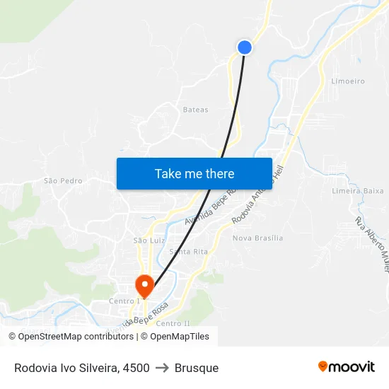 Rodovia Ivo Silveira, 4500 to Brusque map