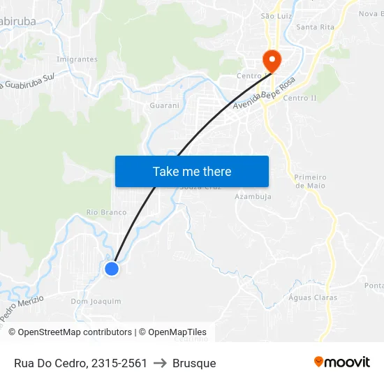 Rua Do Cedro, 2315-2561 to Brusque map