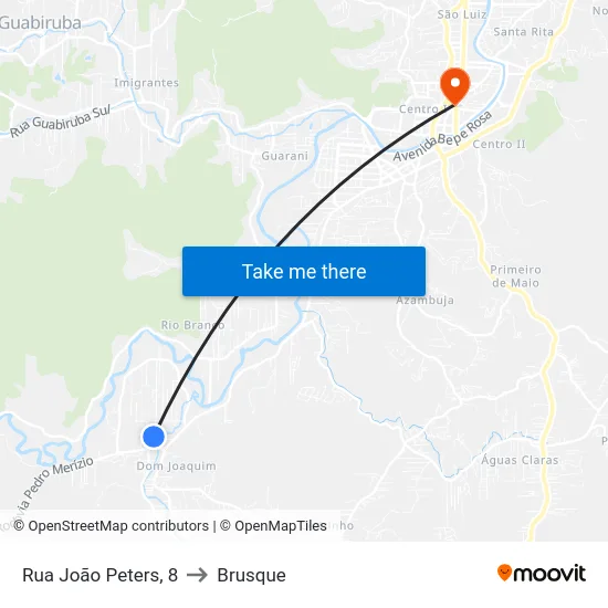 Rua João Peters, 8 to Brusque map