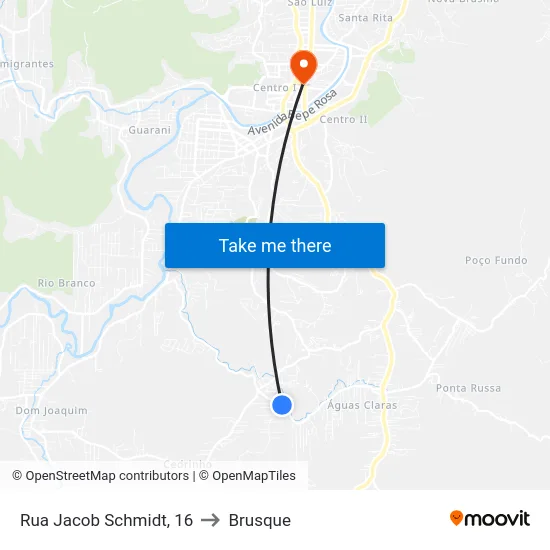 Rua Jacob Schmidt, 16 to Brusque map