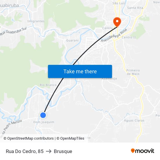 Rua Do Cedro, 85 to Brusque map