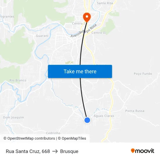 Rua Santa Cruz, 668 to Brusque map