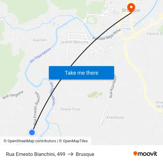 Rua Ernesto Bianchini, 499 to Brusque map