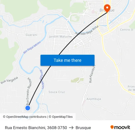 Rua Ernesto Bianchini, 3608-3750 to Brusque map