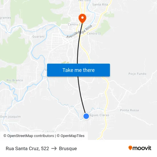 Rua Santa Cruz, 522 to Brusque map