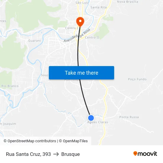 Rua Santa Cruz, 393 to Brusque map