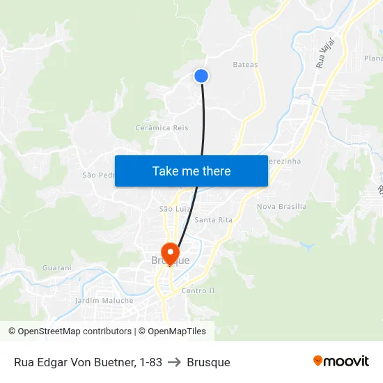Rua Edgar Von Buetner, 1-83 to Brusque map
