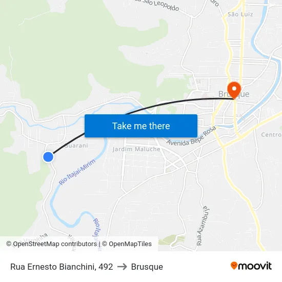 Rua Ernesto Bianchini, 492 to Brusque map